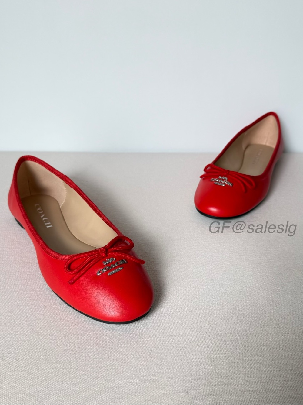 NWT Coach Alina Leather Ballet Flats Red Size 7 CC749